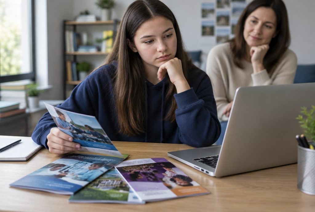 Lycéen qui compare les spécialités avant de faire son choix