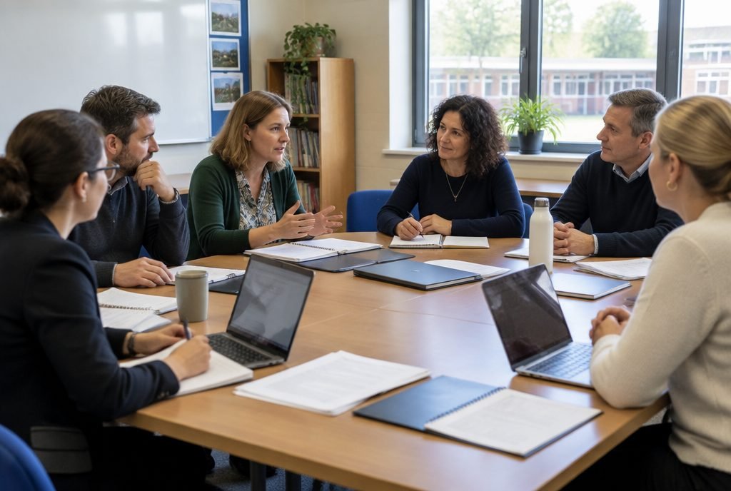 Professeurs et parents délégués réunis en conseil de classe