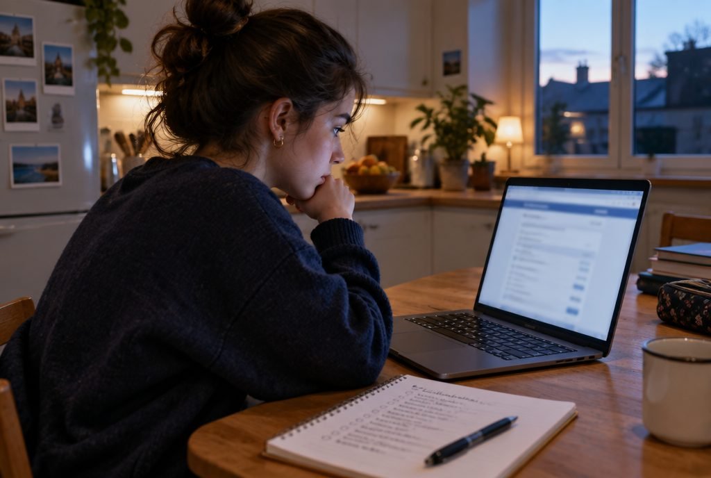 Lycéen qui prépare ses vœux Parcoursup sur ordinateur